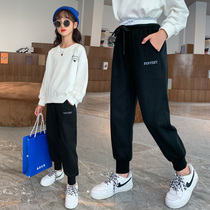 Girls pants Spring and Autumn wear 2021 new foreign style in big children casual trousers autumn children sports pants