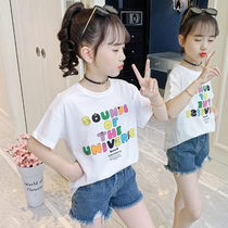 Girl Short Sleeve T-shirt Summer 2022 New Ocean Air Children Dress Half Sleeve Pure Cotton Summer Dress CUHK Child Compassionate Blouse