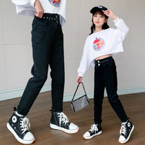 Girls pants Spring and Autumn outside wear 2021 new autumn clothes foreign style big childrens trousers fashion autumn childrens jeans