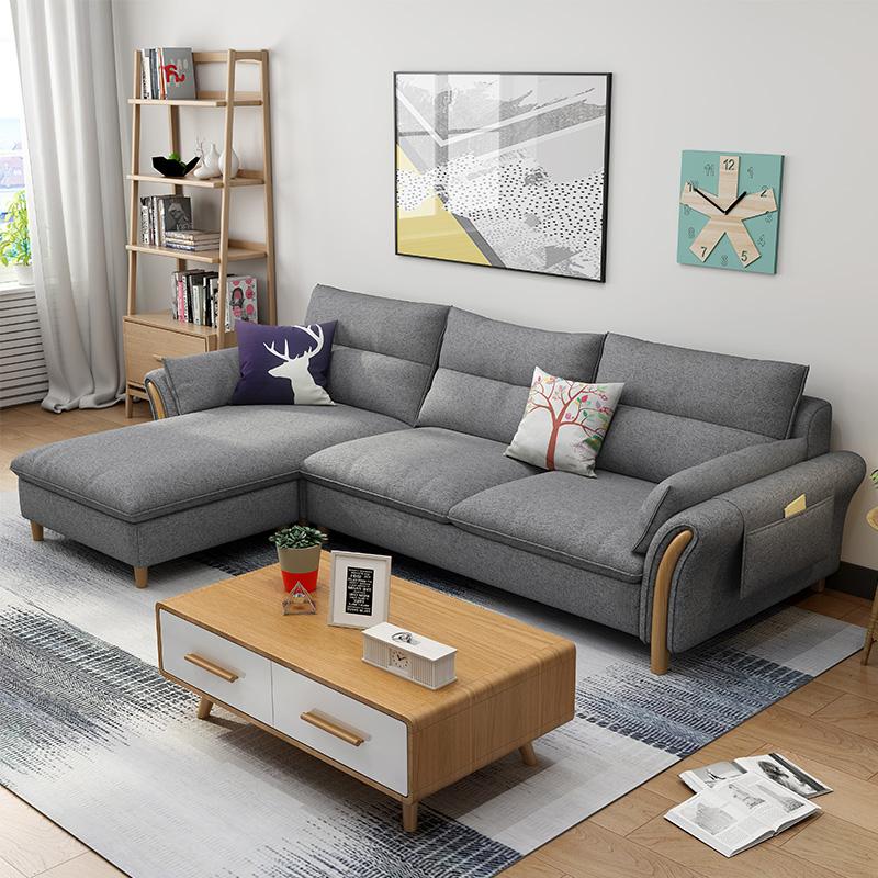 Nordic Latex Fabric Sofa Removable Small Household Living Room Combined Modern Simple Complete Furniture Corner Sofa