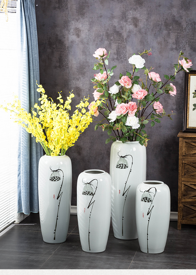Ceramic vase landing large household adornment furnishing articles I and contracted sitting room of Chinese style porch decoration hand - made arranging flowers