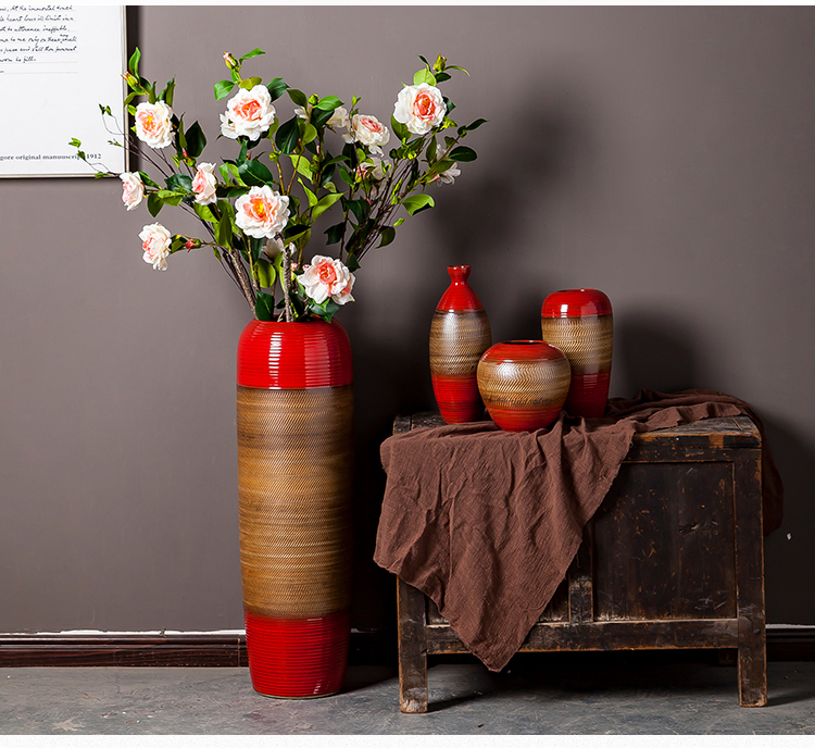 Jingdezhen vase large ground ceramic dried flowers sitting room porch is I and contracted new Chinese flower arranging furnishing articles