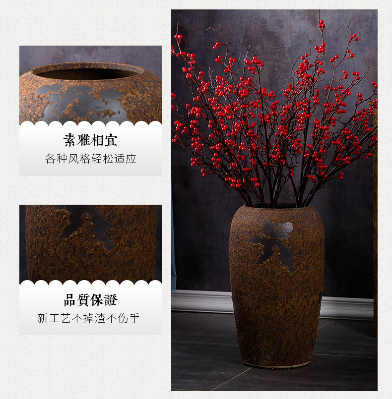Jingdezhen ceramic vase landed a large courtyard decorative furnishing articles retro creative chamber POTS dry flower arranging flowers