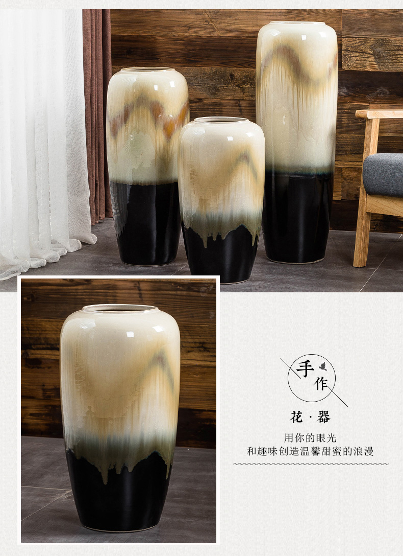 Jingdezhen ground vase large I and contracted home sitting room adornment Chinese style porch place the flower, flower arrangement