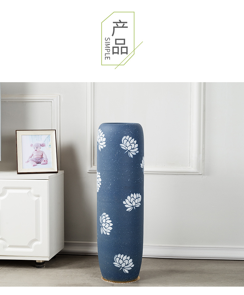 Jingdezhen gagarin 】 【 creative dry flower is placed large sitting room ground vase I and contracted Europe type arranging flowers