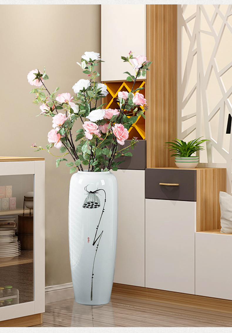 Ceramic vase landing large household adornment furnishing articles I and contracted sitting room of Chinese style porch decoration hand - made arranging flowers