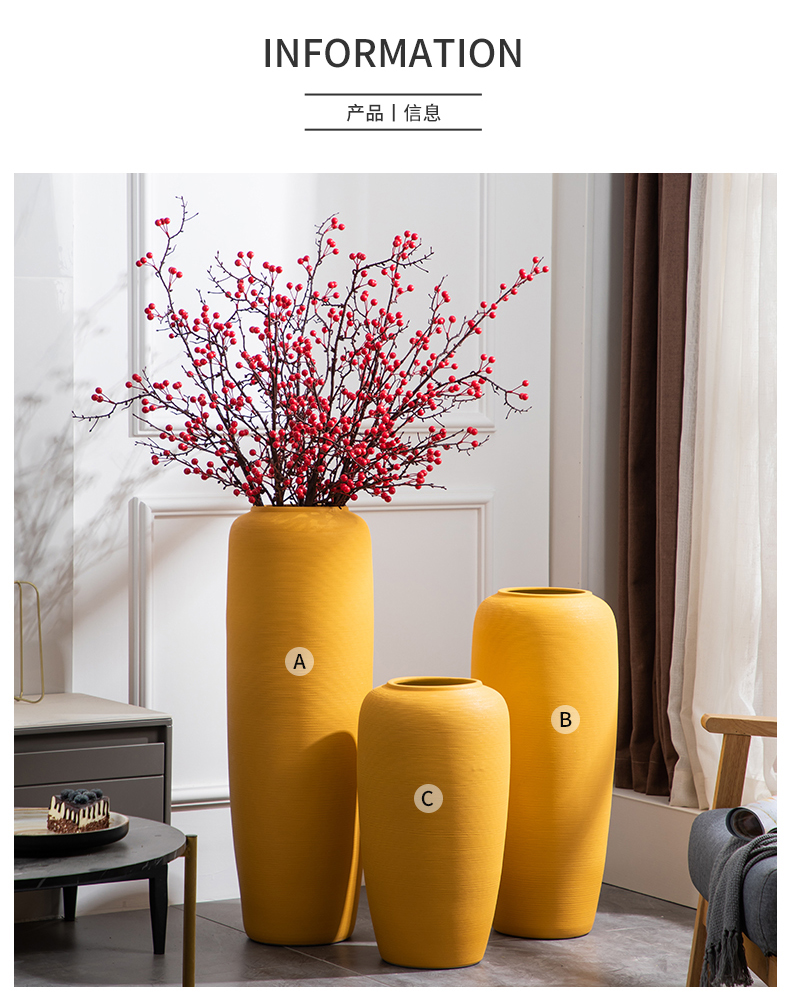 Jingdezhen ceramic vase of large yellow I and contracted household living room TV cabinet European furnishing articles flower arrangement