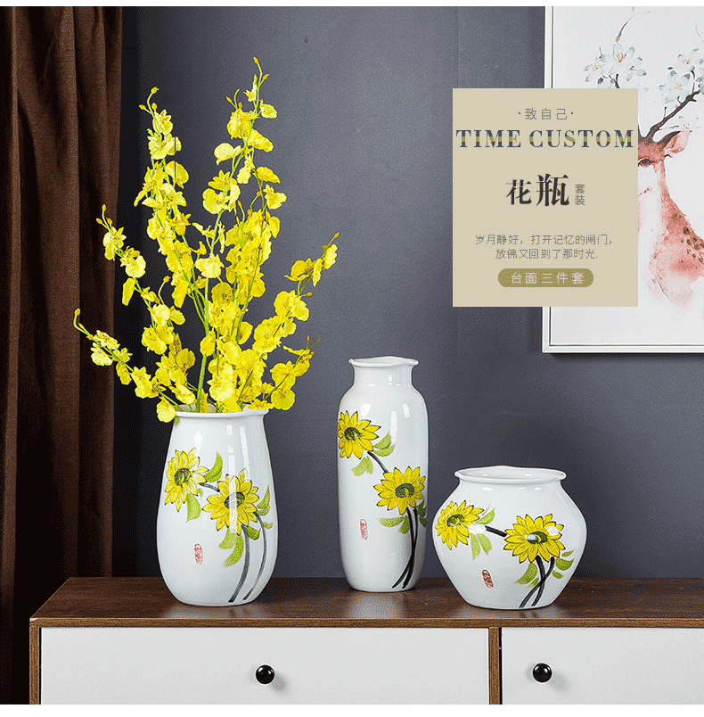 Insert gagarin hand - made ceramic vase simulation flower suit modern household living room table decoration furnishing articles dried flowers