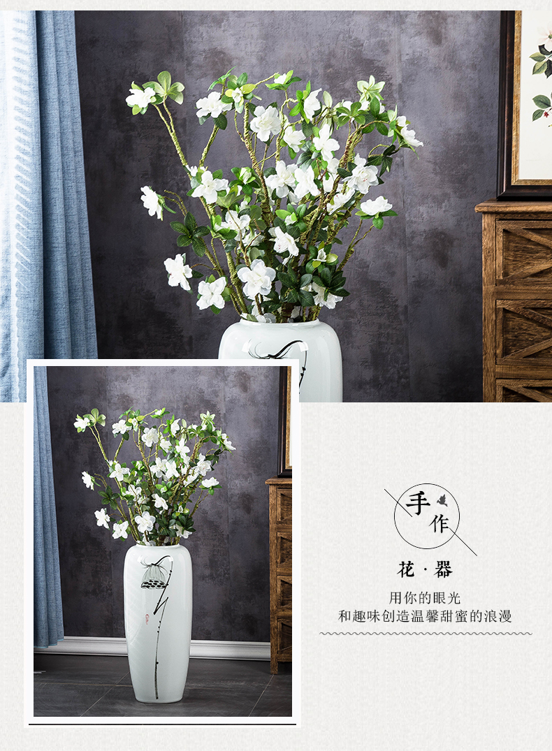 Ceramic vase landing large household adornment furnishing articles I and contracted sitting room of Chinese style porch decoration hand - made arranging flowers