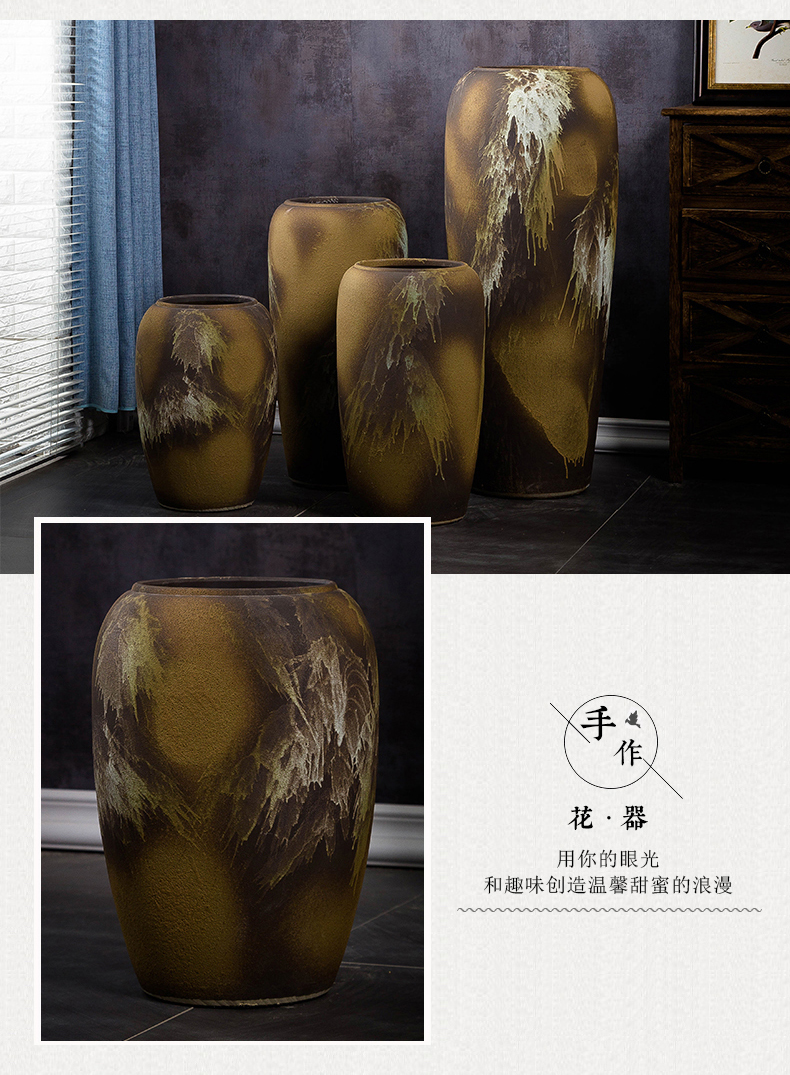 Jingdezhen ground vase large - sized ceramic home sitting room porch decoration ideas pottery flower arranging high furnishing articles to restore ancient ways