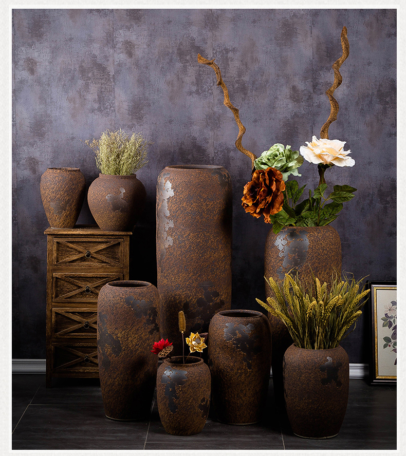 Jingdezhen ceramic vase landed a large courtyard decorative furnishing articles retro creative chamber POTS dry flower arranging flowers
