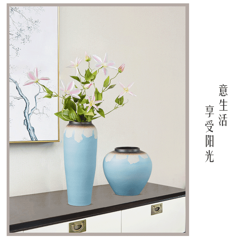Contracted and I ceramic vases, dry flower is placed small pure and fresh living room table household hydroponic flower flower arranging flowers
