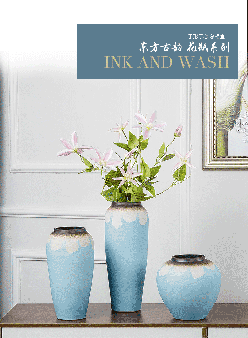 Contracted and I ceramic vases, dry flower is placed small pure and fresh living room table household hydroponic flower flower arranging flowers