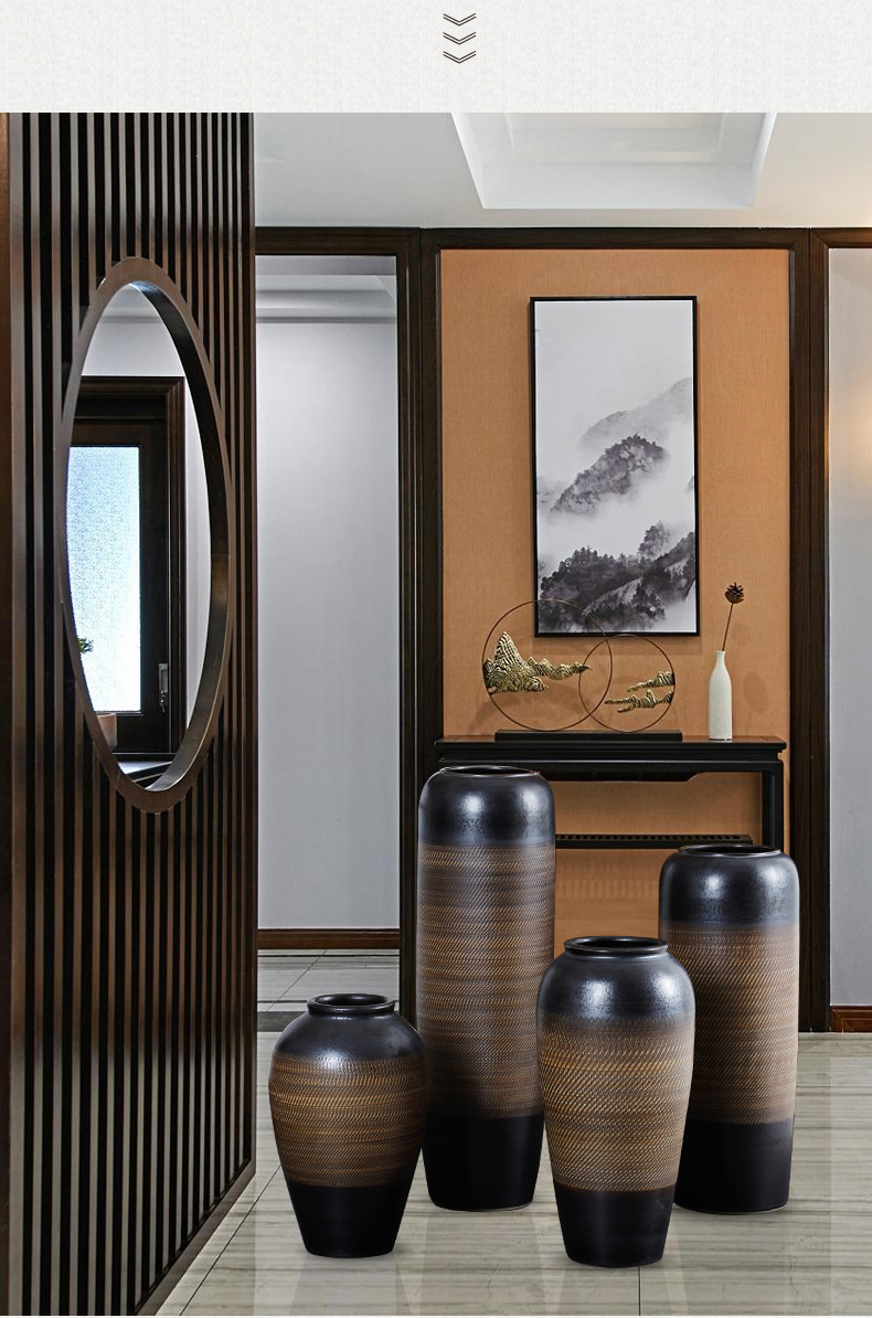 Jingdezhen ceramic vase landing place home porch dried flower adornment sitting room of I and contracted style flower arrangement