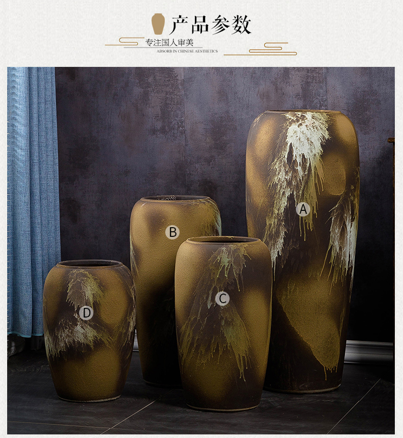 Jingdezhen ground vase large - sized ceramic home sitting room porch decoration ideas pottery flower arranging high furnishing articles to restore ancient ways