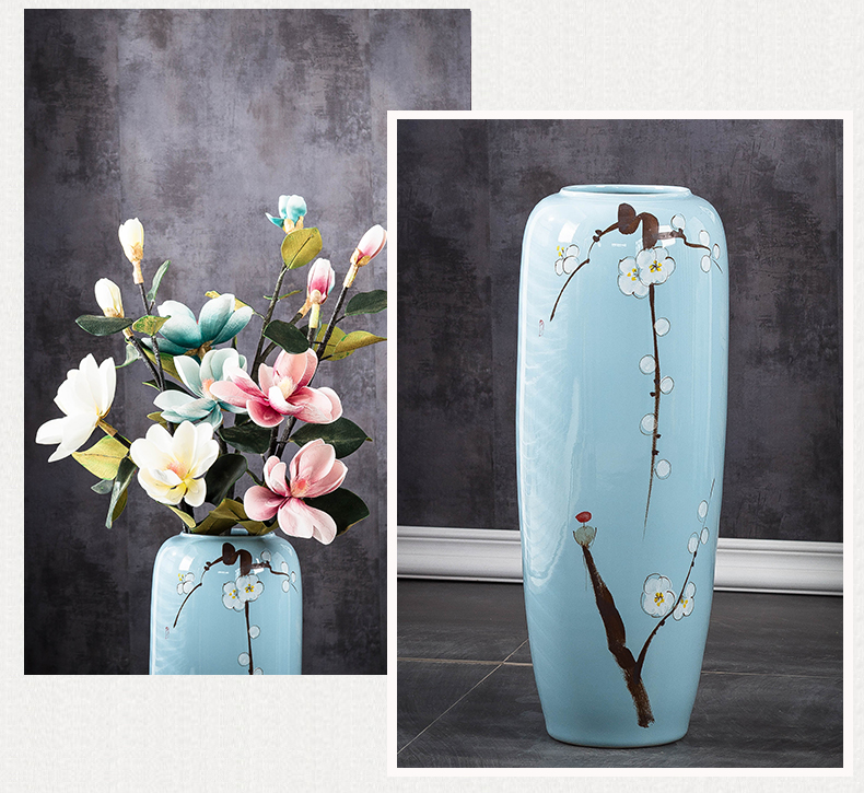 Jingdezhen ground vase large suit sitting room porch decorate ceramic furnishing articles of Chinese style household European - style flower arrangement