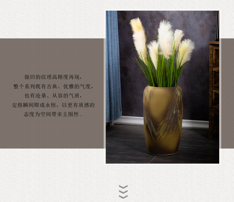 Jingdezhen ground vase large - sized ceramic home sitting room porch decoration ideas pottery flower arranging high furnishing articles to restore ancient ways