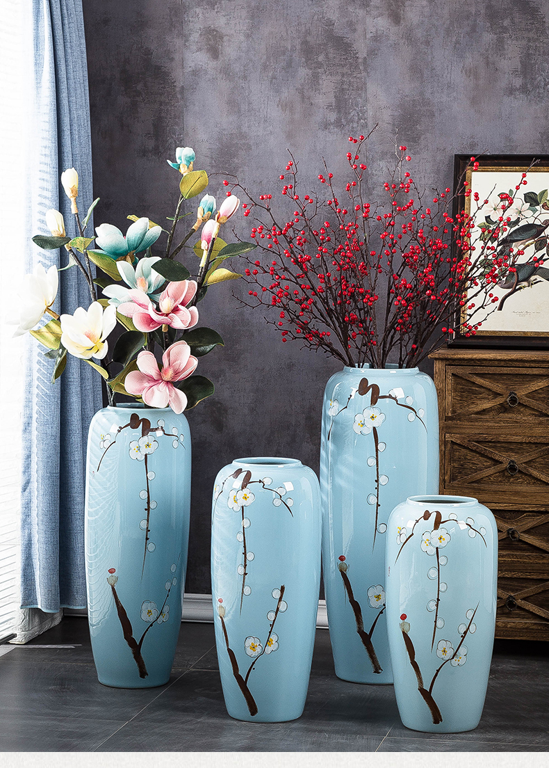 Jingdezhen ground vase large suit sitting room porch decorate ceramic furnishing articles of Chinese style household European - style flower arrangement