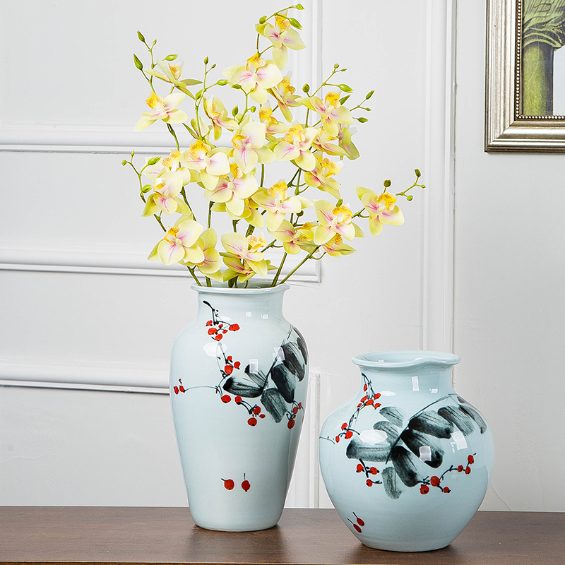 Jingdezhen new Chinese modern ceramic three - piece vase dry flower arranging wine sitting room adornment place adorn article vase