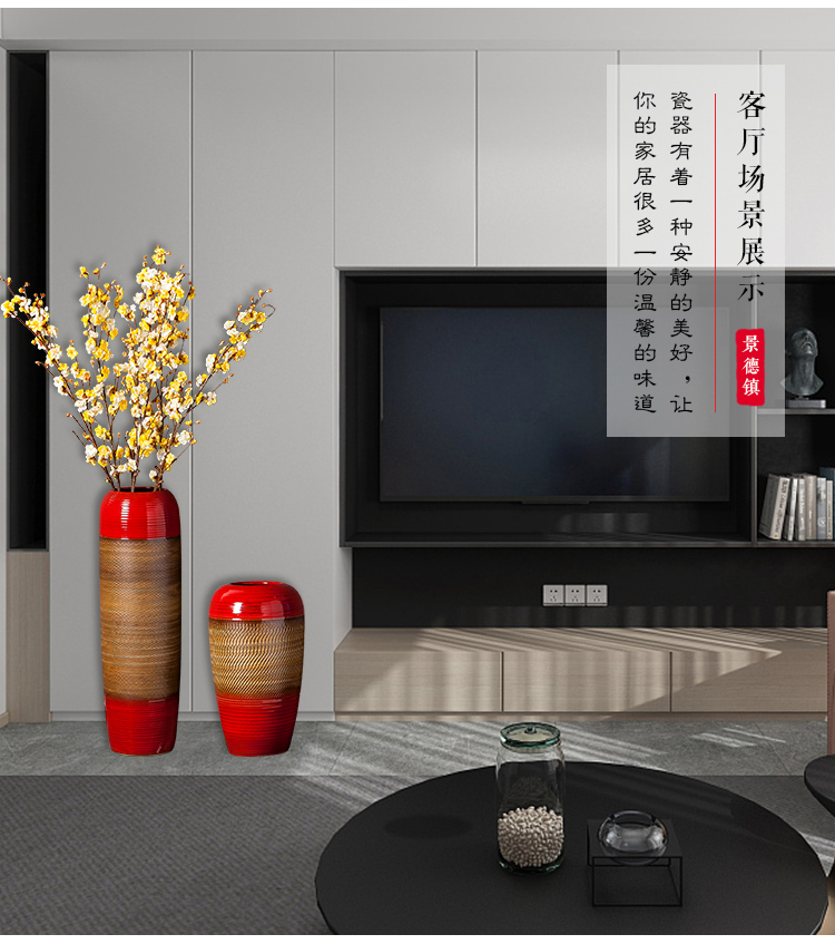 Jingdezhen vase large ground ceramic dried flowers sitting room porch is I and contracted new Chinese flower arranging furnishing articles