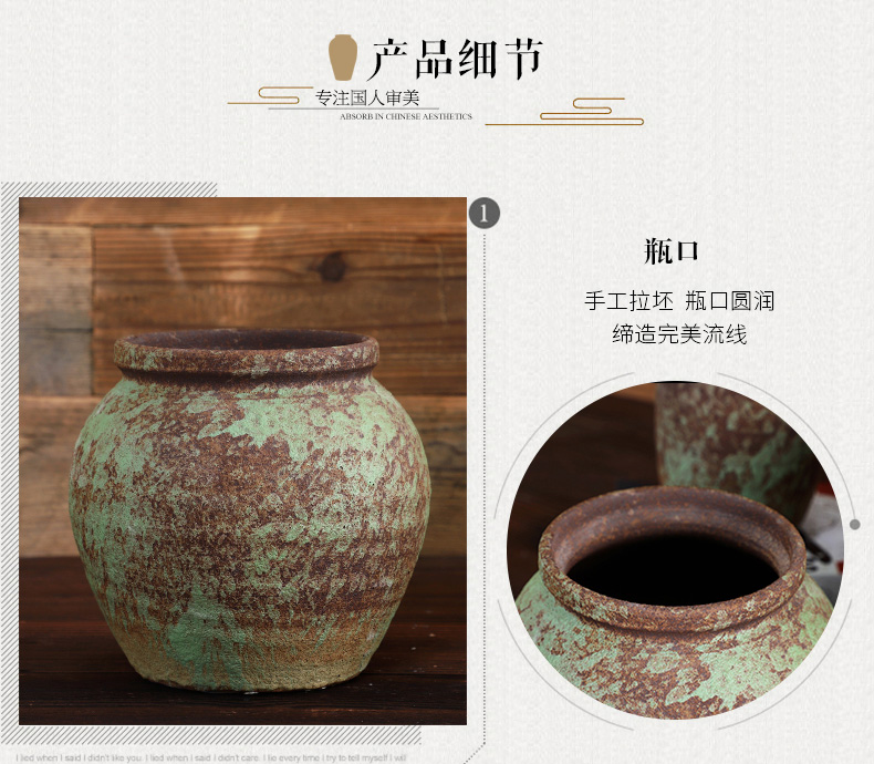 Jingdezhen manual coarse clay pottery flower POTS dry flower vase sitting room furniture restoring ancient ways hydroponic flower implement creative furnishing articles