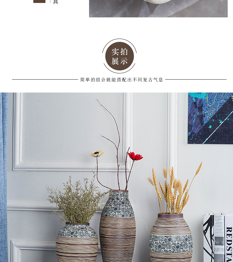 European ceramic vase dry flower arranging flowers is placed on the new Chinese style household living room TV cabinet soft adornment ornament restoring ancient ways