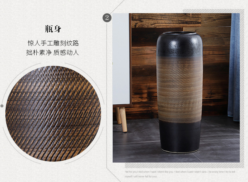 Jingdezhen ceramic vase landing place home porch dried flower adornment sitting room of I and contracted style flower arrangement