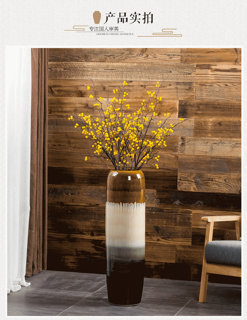 Jingdezhen up floor vase large household, sitting room adornment flower arranging high I and contracted style porch place