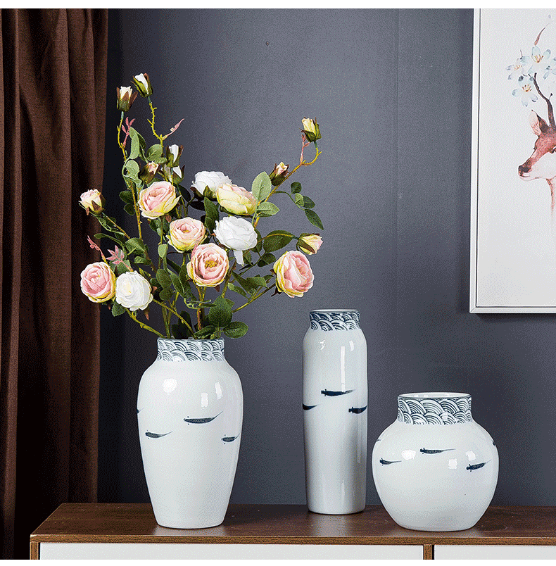 Jingdezhen modern household adornment new Chinese TV ark, ceramic vase in the sitting room porch creative furnishing articles