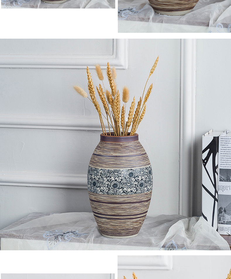 European ceramic vase dry flower arranging flowers is placed on the new Chinese style household living room TV cabinet soft adornment ornament restoring ancient ways