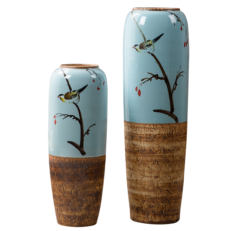 Ground vase large - sized ceramic new Chinese style household I and contracted sitting room simulation flower restoring ancient ways suit furnishing articles