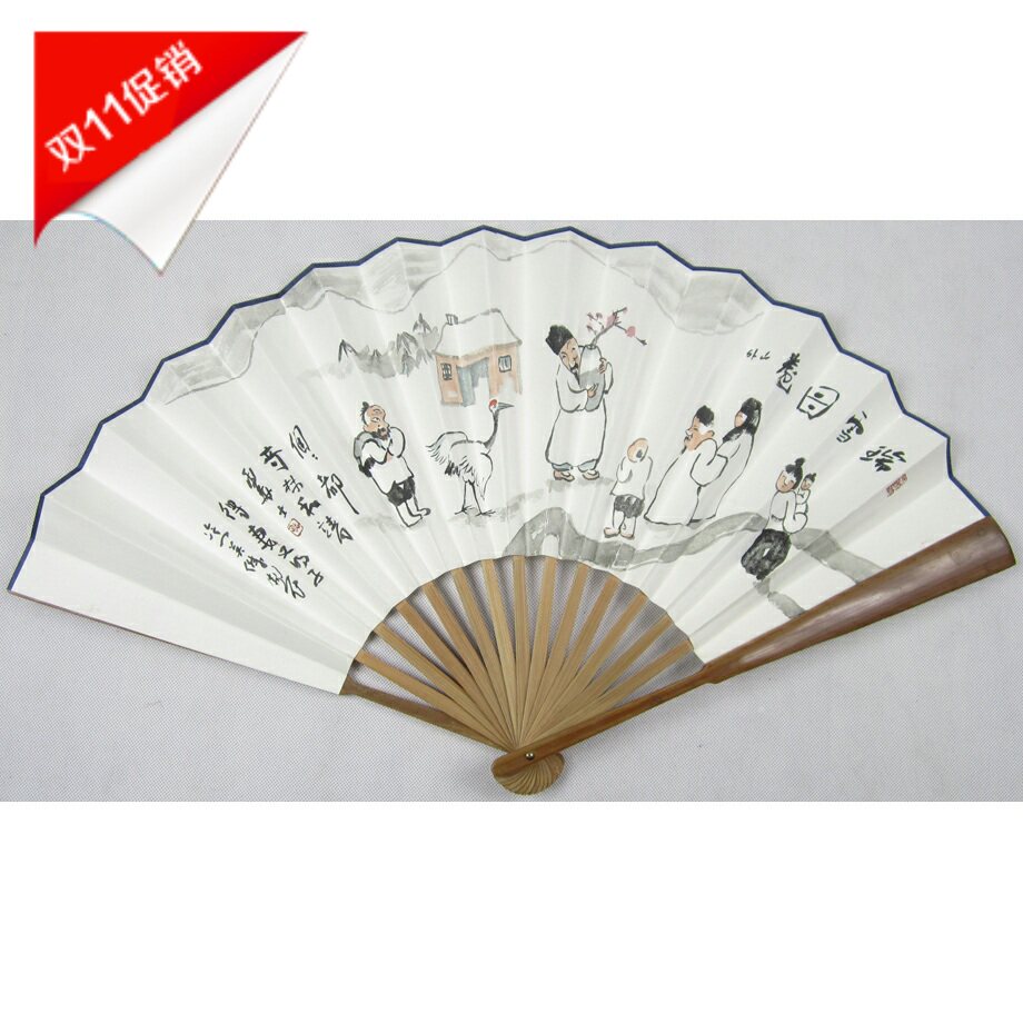 Shandong professional painter Li Yingjie painted paper personality into fan original country painting 95