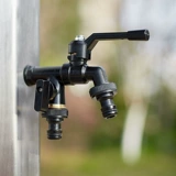 Черный полностью медный уличный водопроводный кран с антизамерзанием, один вход и два выхода в сад, двор, открытый двойной выпускной водопроводный кран с замком