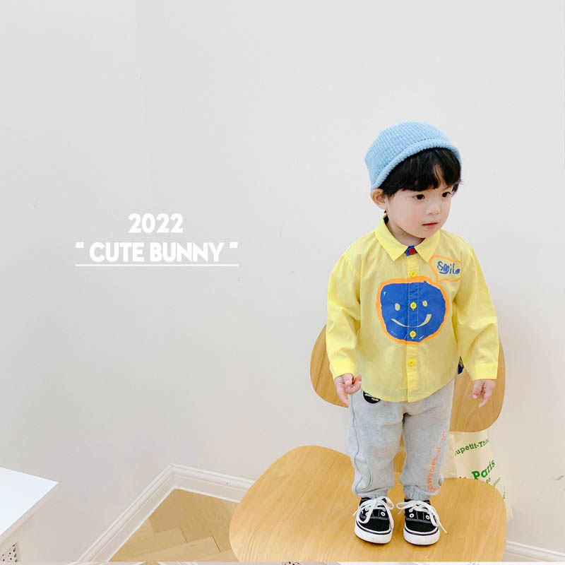 cutebunny2022 autumn new boy's cotton shirt baby Western style lapel baby long-sleeved top