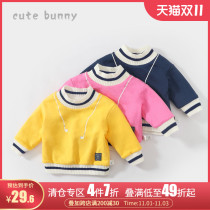 cutebunny girls sweater winter baby plus velvet coat baby padded warm high collar Joker clothes tide