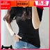 sexy mỏng bộ ngực lớn đáy bó sát của phụ nữ đàn hồi tay áo t-shirt vi xâm nhập đầu mỏng của Hàn Quốc mùa hè 