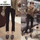 Mùa thu Hàn Quốc phiên bản của đàn hồi trăm sửa chữa xà cạp nhỏ lưng cao quần jean lỗ đen nữ chín điểm quần sinh viên hiển thị mỏng