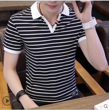 vòng cổ mùa hè nam ngắn tay với cổ V-shirt. Ngắn tay áo nửa boy xu hướng áo thun ve áo mặc của nam giới