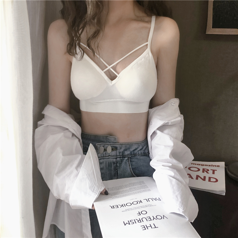 Mùa xuân váy Hàn Quốc phiên bản in chéo đáy nhỏ vest áo ngực cơ thể đồ lót trở lại phòng tập thể dục chống sốc chạy thể thao áo ngực nữ
