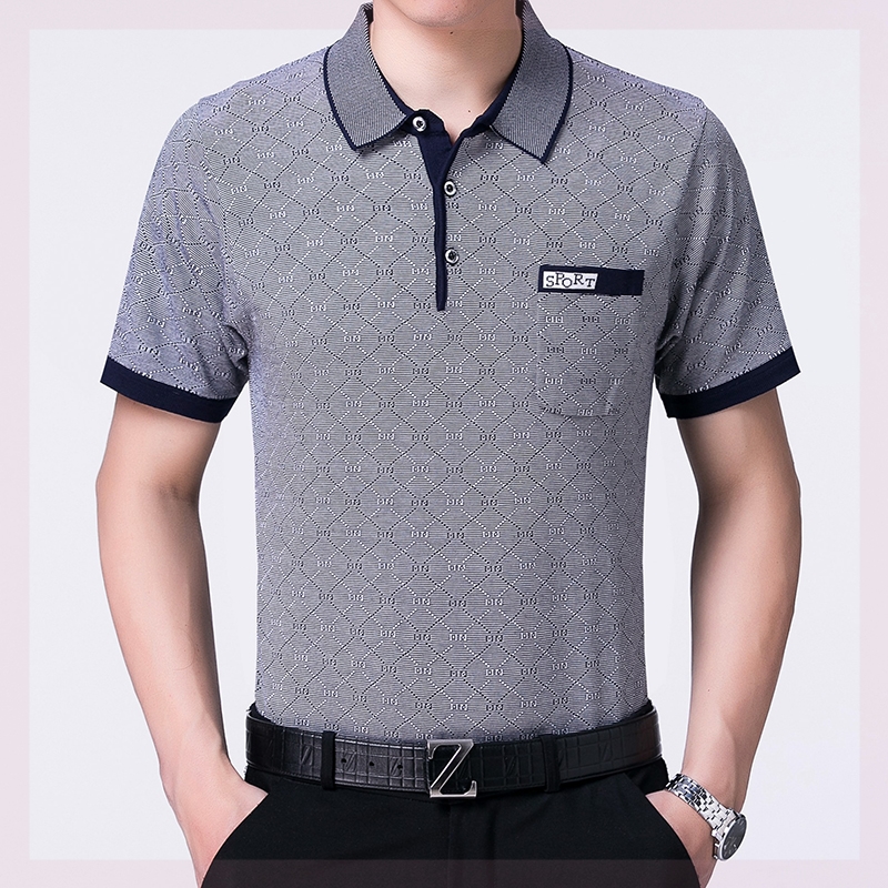 Dài tay tách cà vạt túi đầu mùa thu áo khoác nam giới có độ tuổi trung niên cha polo thực túi T-shirt áo sơ mi nam