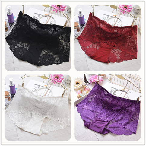 . Ink womens xanh quần lót ren mỏng quần short sinh viên cô gái lớn phụ nữ màu đỏ lụa lụa sexy hoa sân lớn hình tam giác.