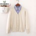 cardigan áo cổ áo giả hai mảnh kích thước đầu mùa xuân phụ nữ dệt kim của bên ngoài điều hòa không khí len áo len áo khoác mỏng 