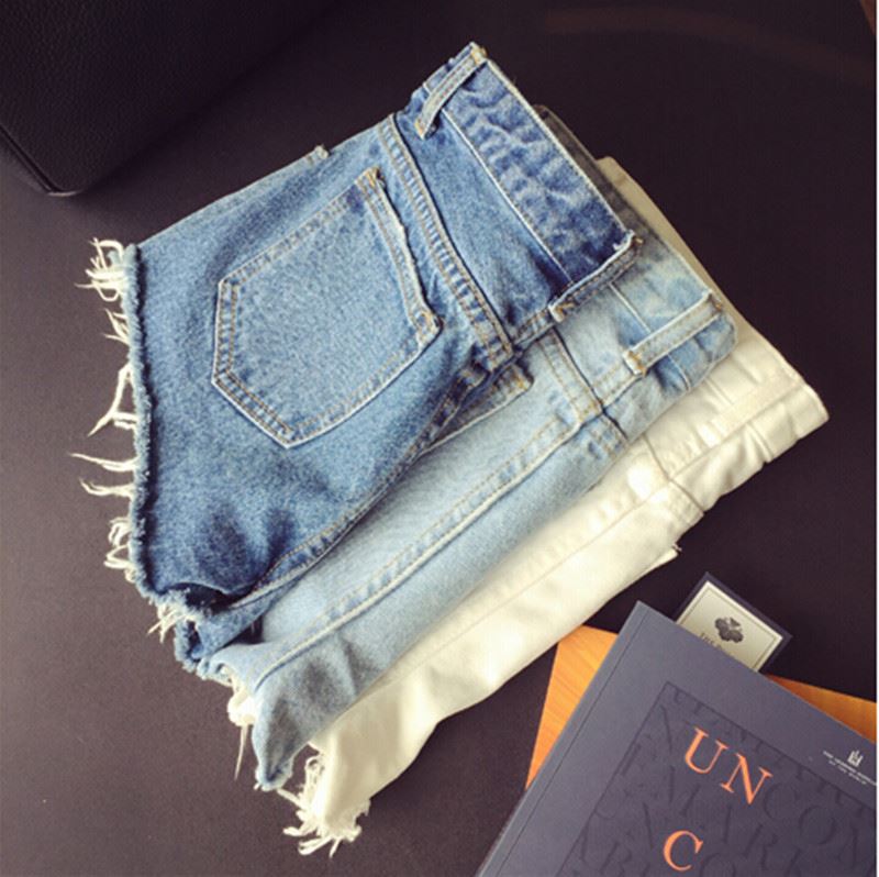 2020 mùa xuân phong cách học mới đơn giản thời trang 100 denim quần short len ​​lưng cao giản dị quần nóng phụ nữ