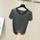 Mỏng ra mặc ingenal xia không bị kèm ngay ngắn tay T-shirt mã lớn thiết lập một trăm vòng cổ mặt nạ cơ thể bông áo sửa chữa đáy