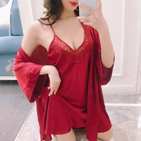 Бордовый банный халат, платье-комбинация