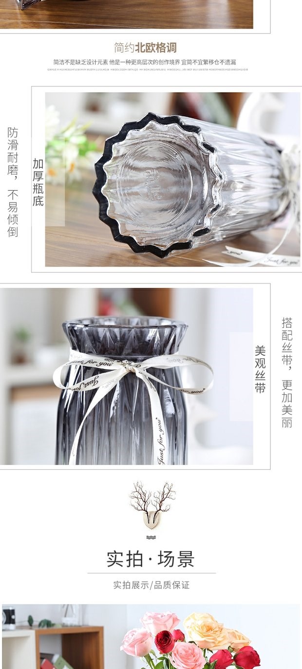 Bình thủy tinh tối giản Châu Âu gradient màu thủy canh cây bình hoa khô lily hoa hồng phòng khách cắm hoa - Vase / Bồn hoa & Kệ chậu hoa treo