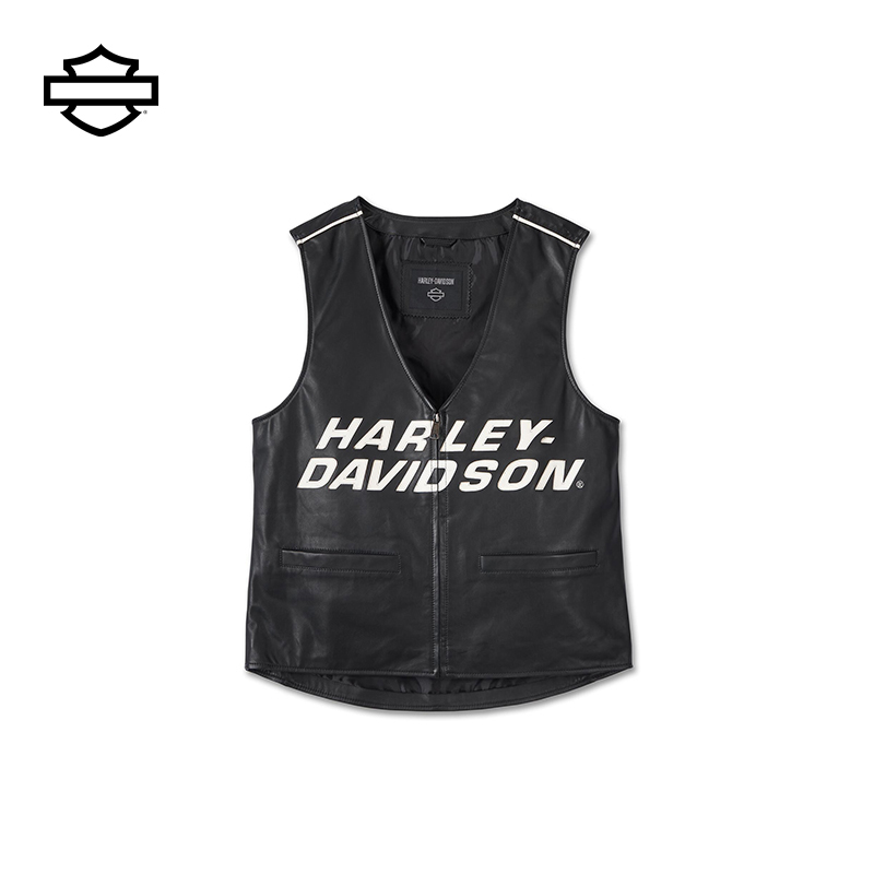 Harley-Davidson Men's Factory Leather Vest Motorcycle Riding Trendy Sleeveless Leather Jacket Warm Vest