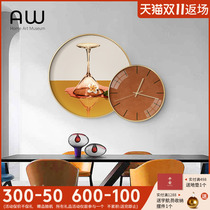 AW Nordic Wind Restaurant Decorated Wall Bell Modern Simple Personal Creative Art Wall Clock Free from Hole to Wound Wall