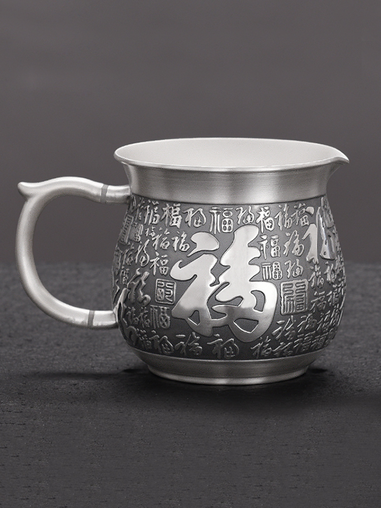 Tianxia Silver Tower Sterling silver fair cup made of old Baifu Gongfu tea with 999 handmade silver tea separator Silver tea Sea