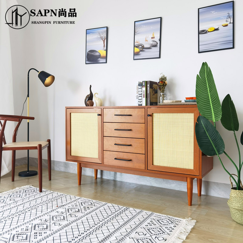 Nordic sideboard modern minimalist storage storage cabinet rattan porch cabinet Japanese-style foyer drawer cabinet small apartment